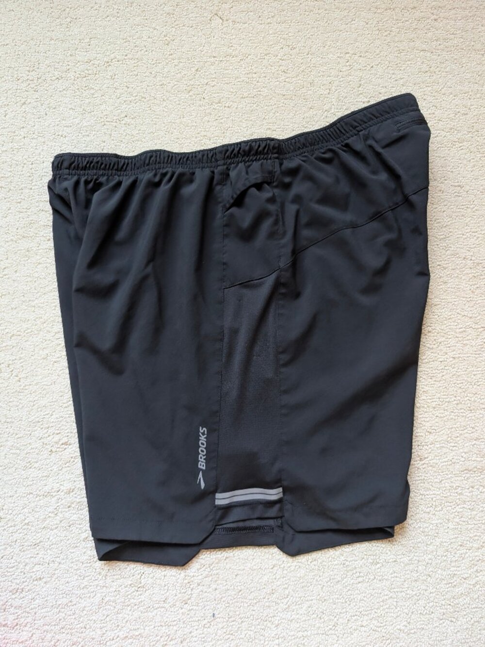 Brooks Running Men's XL Sherpa 7" 2 in 1 Shorts Black Lined Athletic Gym Yoga